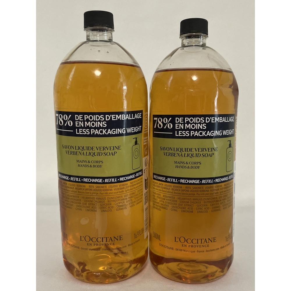 L'Occitane Verbena Shower Gel Hands & Body Wash Refill, 16.9 Fl Oz 2 Pack NEW